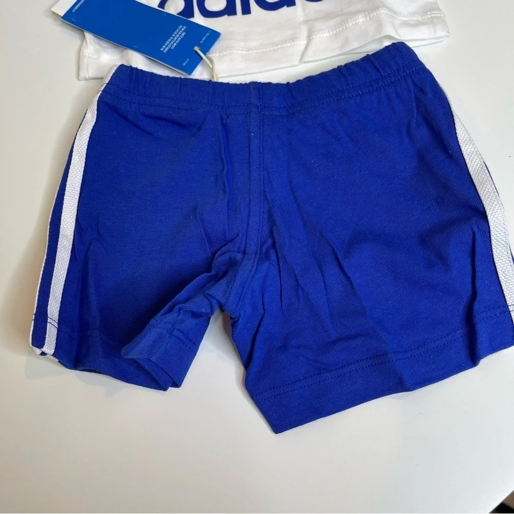 ADIDAS KIDS Baby White & Blue Trefoil T-Shirt & Shorts
